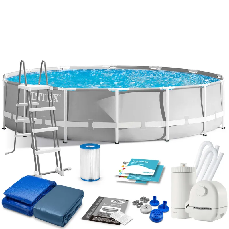 Piscine de jardin à structure 549 x 122 cm avec ensemble d'accessoires 6en1
