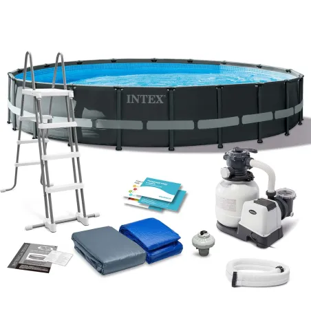 Piscine cadre de jardin 610 x 122 cm 11en1, idéale pour se détendre