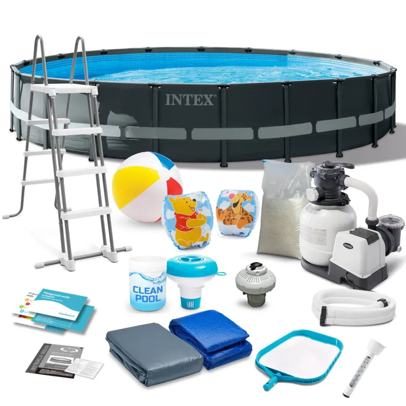 Piscine cadre de jardin 610 x 122 cm avec 17 accessoires pour l'extérieur