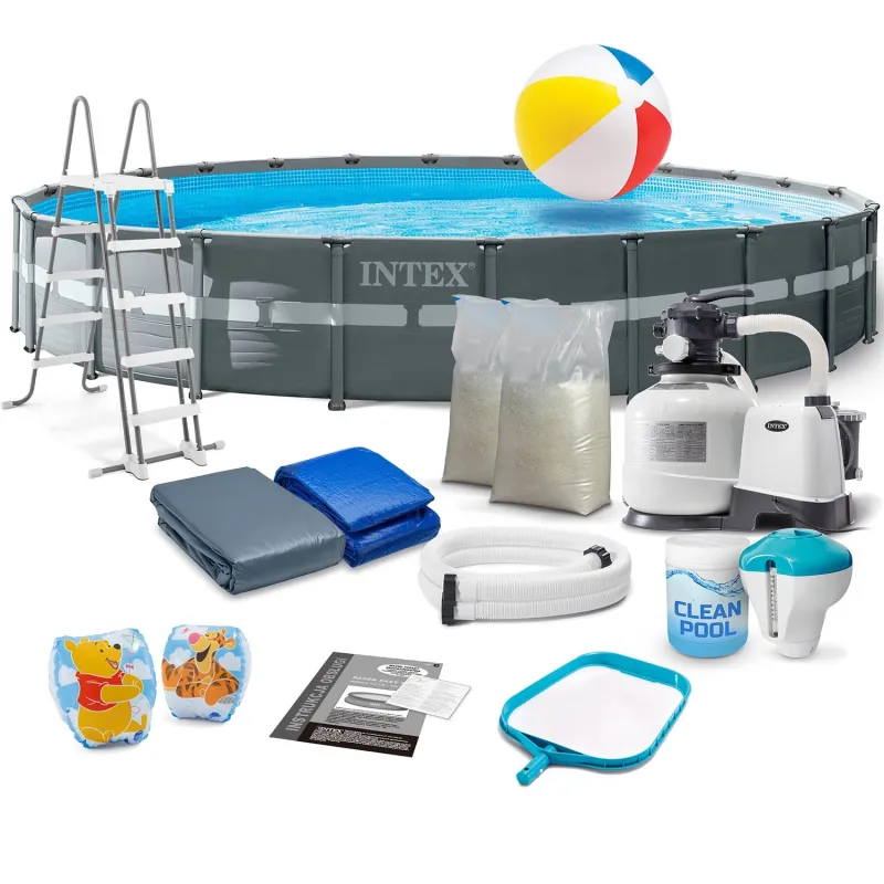 Piscine de jardin avec structure 732 x 132 cm 17en1 Intex 26340, construction durable