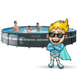 Piscine de jardin avec structure 732 x 132 cm 17en1 Intex 26340, style moderne