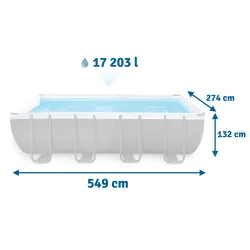 Idéale pour se détendre, piscine tubulaire de jardin 549 x 274 x 132 cm, 11en1 INTEX 26356