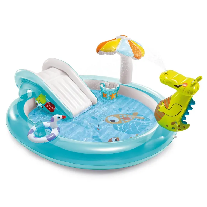 Aire de jeux gonflable crocodile 201 x 170 x 84 cm pour enfants, coloré et sécurisé