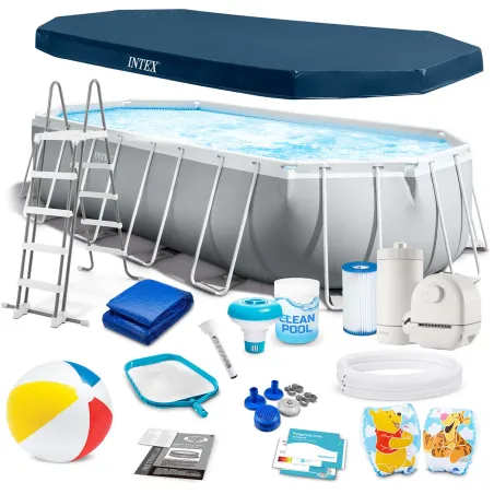 Piscine de jardin cadre acier 610 x 305 x 122 cm, ensemble 18en1 pour l'été