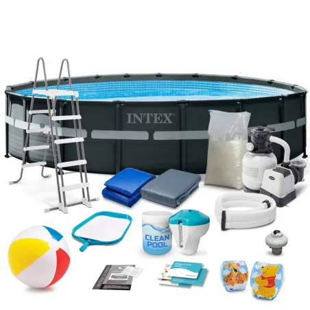 Piscine de jardin à armature 549 x 132 cm 18en1, idéale pour se détendre en été