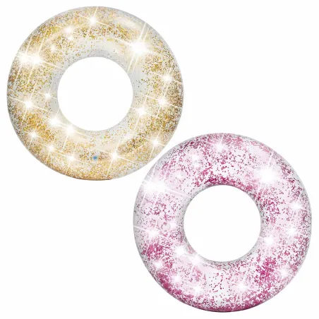 Bouée à paillettes or INTEX 56274, idéale pour les journées d'été