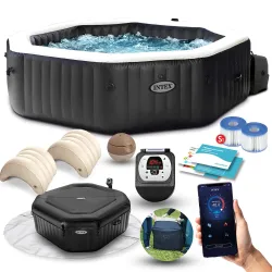 Spa gonflable avec hydromassage 201 x 71 cm 4 personnes INTEX 28458