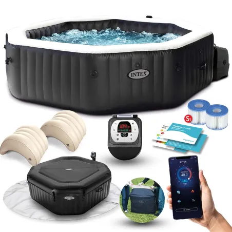 SPA gonflable avec hydromassage 218 x 71 cm pour 6 personnes, confortable et relaxant