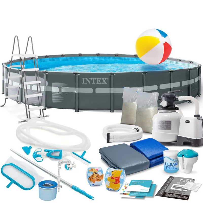 Piscine de jardin cadre acier 732 x 132 cm, idéale pour l'extérieur, construction durable