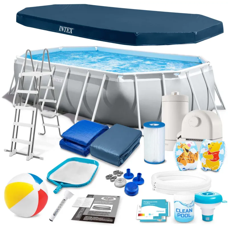 Piscine rectangulaire 503x274x122cm avec 18 accessoires, parfaite pour le jardin