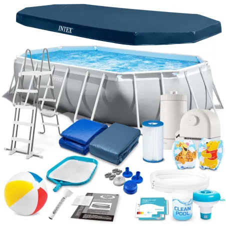Piscine rectangulaire 503x274x122cm avec 18 accessoires, parfaite pour le jardin