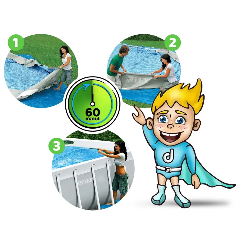 Piscine rectangulaire 503x274x122cm, parfaite pour les fêtes d'été au jardin