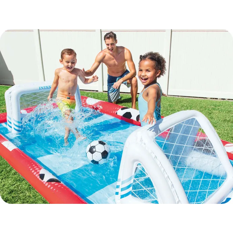 Centre de Jeux Arène Sportive Gonflable Intex 57147 coloré pour enfants dans le jardin