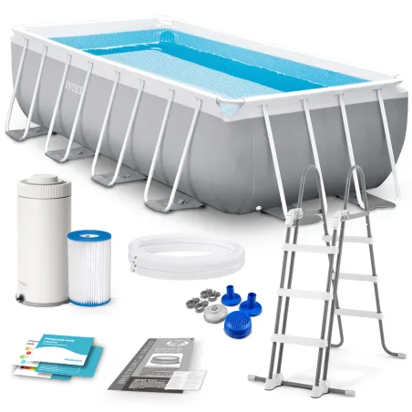Piscine Tubulaire 400 x 200 x 122 cm 10-en-1 Intex 26790, piscine extérieure robuste