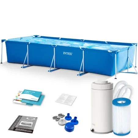 Piscine Tubulaire 450 x 220 x 84 cm 10-en-1 Intex 28274, structure robuste pour l'été