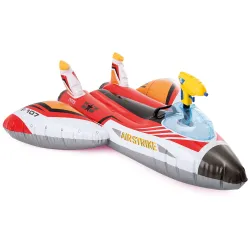 Avion gonflable élégant de couleur rouge pour s'amuser dans la piscine
