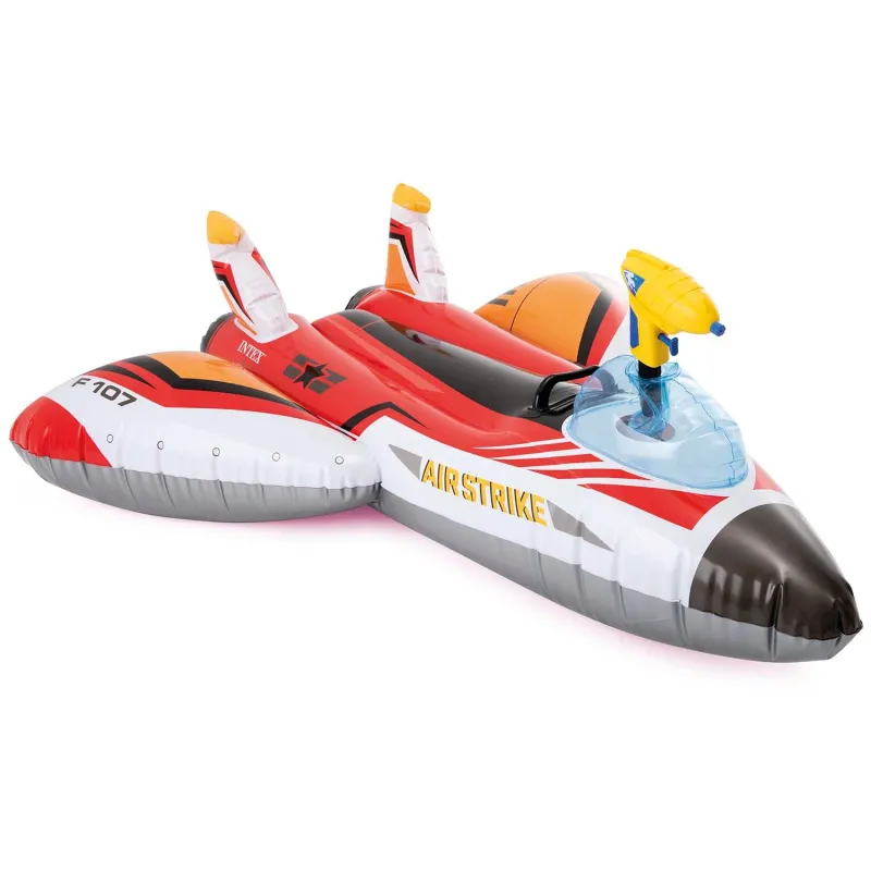 Avion gonflable élégant de couleur rouge pour s'amuser dans la piscine
