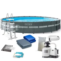 Piscine de jardin 732 x 132 cm 12en1 avec structure robuste
