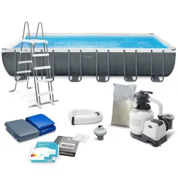 Piscine de jardin avec armature 732 x 366 x 132 cm, idéale pour les activités en extérieur, 10en1 Intex 26364