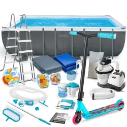 Piscine de jardin tubulaire 549 x 274 x 132 cm, idéale pour les loisirs en extérieur, 21en1 INTEX 26356