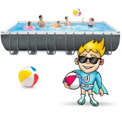 Piscine de jardin bleue 732 x 366 x 132 cm pour s'amuser en été