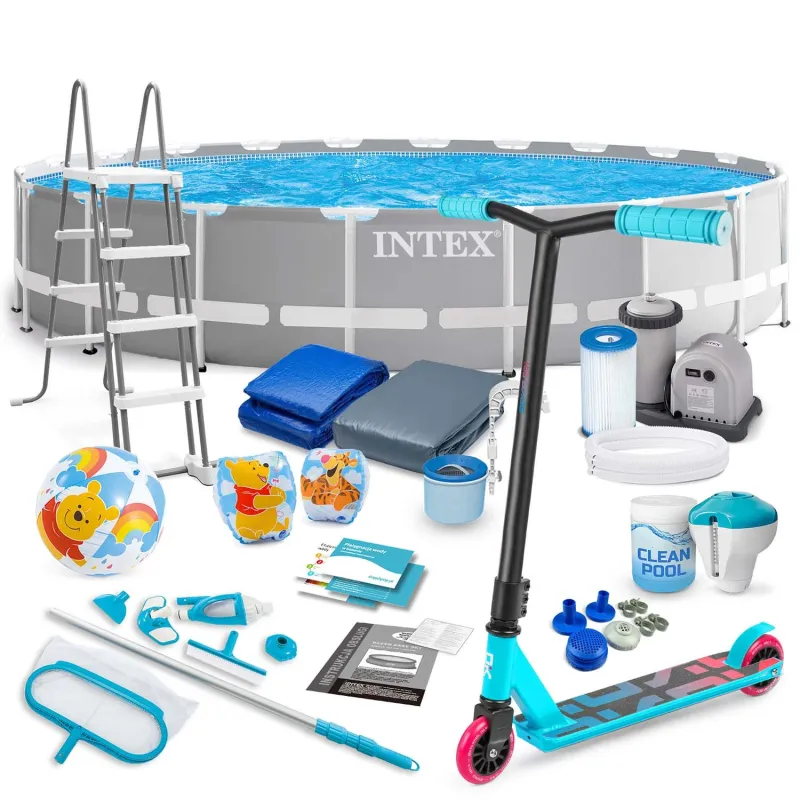 Piscine de jardin 610 x 132 cm ensemble 21en1 INTEX 26756 + trottinette gratuite