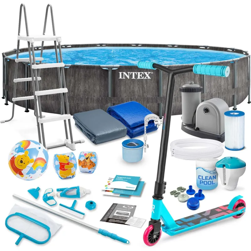 Piscine de jardin tubulaire 549 x 122 cm avec 21 accessoires, parfaite pour l'extérieur