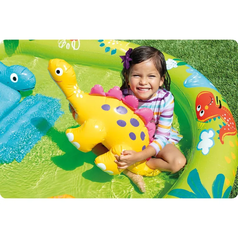 Terrain de jeu gonflable dinosaure, parfait pour s'amuser en été dans le jardin