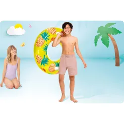 Bouée colorée en forme d'ananas 107 cm, parfaite pour s'amuser dans l'eau