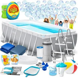 Piscine de jardin tubulaire 400 x 200 x 100 cm avec machine à bulles, idéale pour le plein air