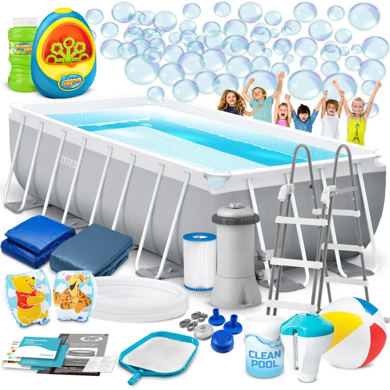 Piscine de jardin tubulaire 400 x 200 x 100 cm avec machine à bulles, idéale pour le plein air