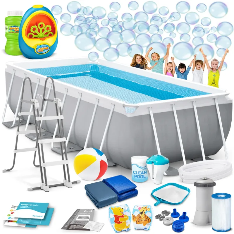 Piscine de jardin 400 x 200 x 122 cm avec machine à bulles, idéale pour l'été