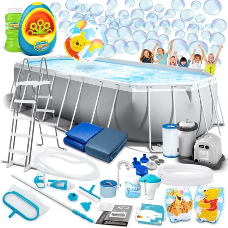 Piscine de jardin 610 x 305 x 122 cm avec machine à bulles, idéale pour les loisirs en extérieur