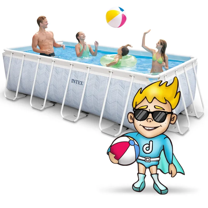 Piscine de jardin bleue, parfaite pour les journées d'été au jardin