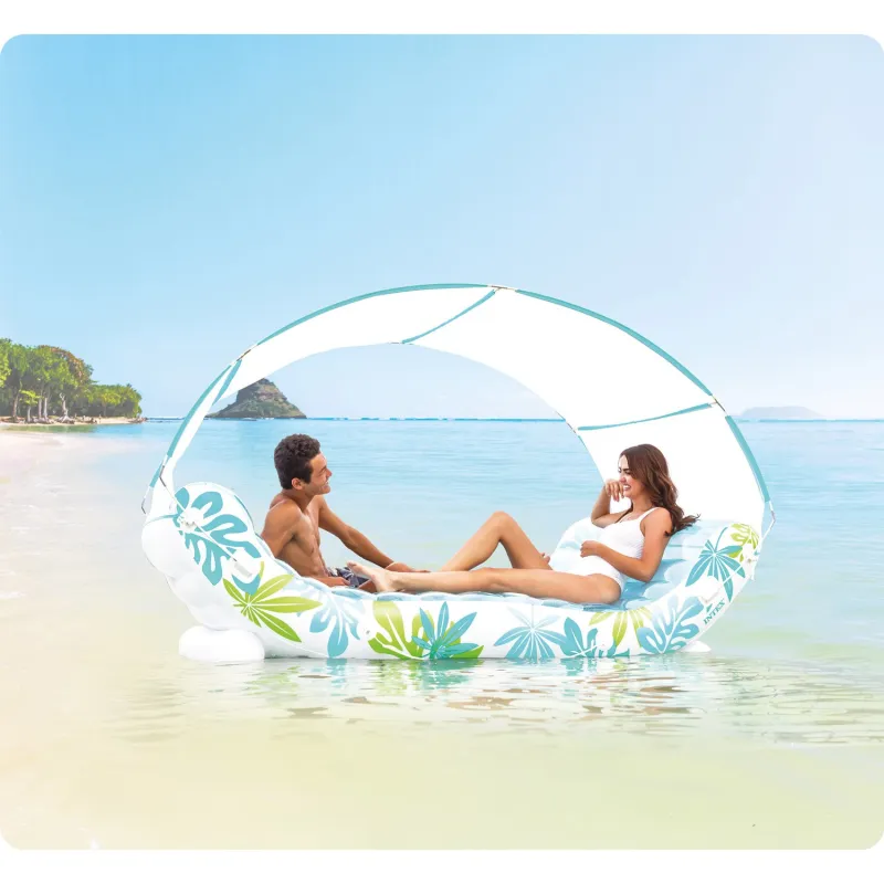 Île gonflable 224 x 150 cm parfaite pour s'amuser dans le jardin ou à la piscine