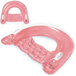 Fauteuil de nage rose 147 x 99 cm avec poignées, jouets aquatiques