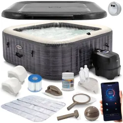 Spa gonflable avec hydromassage 4 personnes INTEX 28450 + générateur de chlore