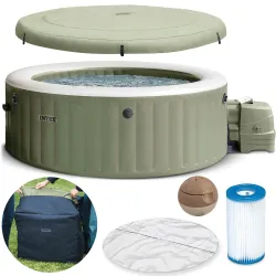 SPA gonflable avec hydromassage pour 4 personnes, idéal pour se détendre dans le jardin