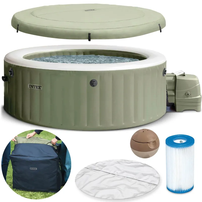 SPA gonflable avec hydromassage pour 4 personnes, idéal pour se détendre dans le jardin