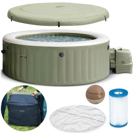 SPA gonflable avec hydromassage pour 4 personnes, idéal pour se détendre dans le jardin