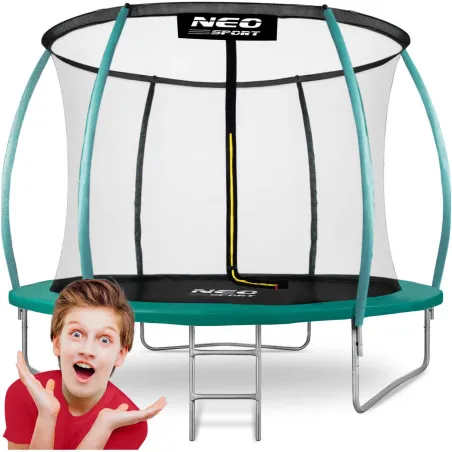 Trampoline de jardin 8ft avec filet de sécurité et échelle, construction robuste