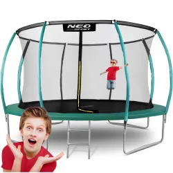 Trampoline de jardin 14ft/435cm avec filet, poteaux profilés et échelle Neo-Sport