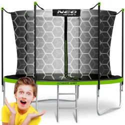 Trampoline de Jardin Neo-Sport 8ft/252cm avec Filet Intérieur et Échelle