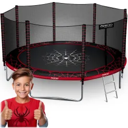 Trampoline de Jardin Neo-Sport 14ft/435cm avec Filet Externe et Échelle