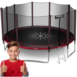 Trampoline de Jardin Neo-Sport 15ft/465cm avec Filet Externe et Échelle