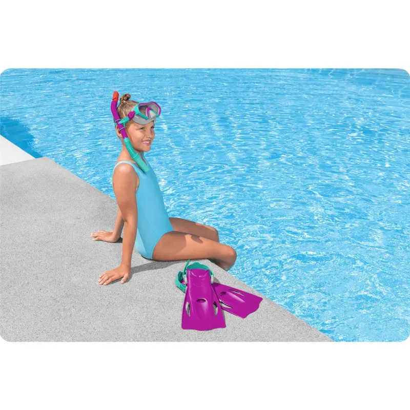 Bestway 25046 Ensemble Palmes-Masque pour Jeunes, idéal pour la plage et la piscine