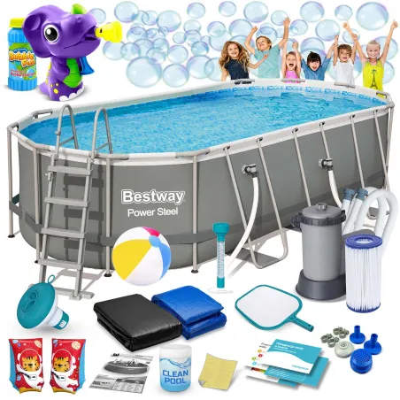 Bestway 56710 Piscine de Jardin 549 x 274 x 122 cm 17en1 avec cadre solide