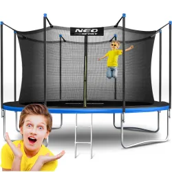 Trampoline de jardin 12ft/374cm avec filet intérieur et échelle Neo-Sport