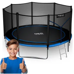 Trampoline de Jardin Neo-Sport 12ft/374cm avec Filet Externe et Échelle