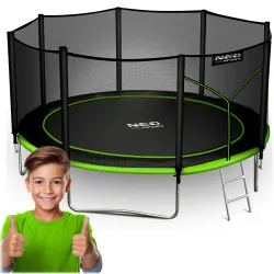 Trampoline de Jardin Neo-Sport 13ft/404cm avec Filet Externe et Échelle